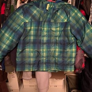 Cherokee Blue and Green Plaid Kids Raincoat